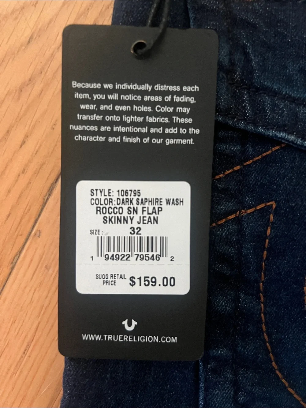 True Religion Men’s Dark Indigo Relaxed Skinny Jeans